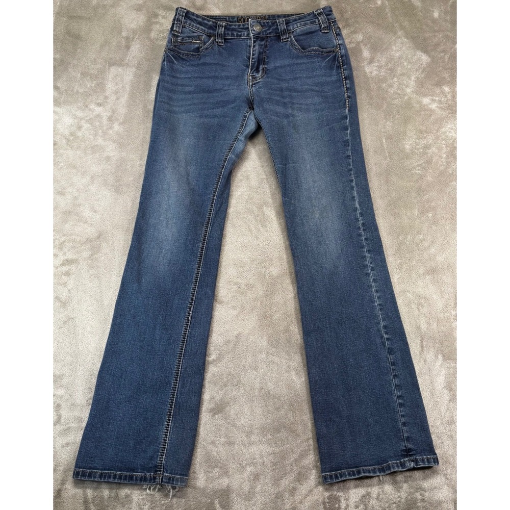 Rock & Roll Denim Boyfriend Jeans Womens 26 Blue Good Mid Rise Long Inseam 34